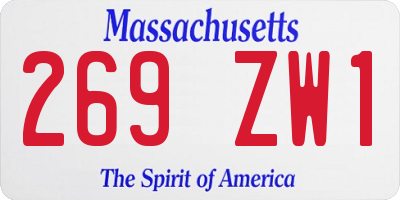 MA license plate 269ZW1