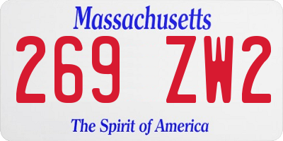 MA license plate 269ZW2
