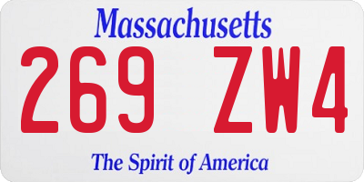 MA license plate 269ZW4