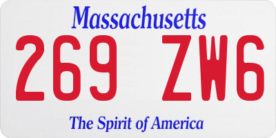MA license plate 269ZW6