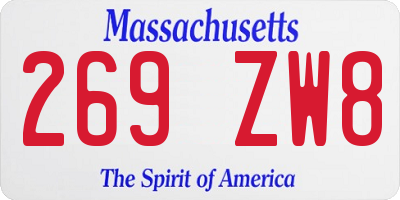 MA license plate 269ZW8