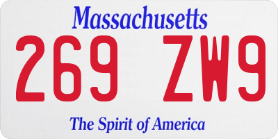 MA license plate 269ZW9