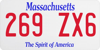 MA license plate 269ZX6