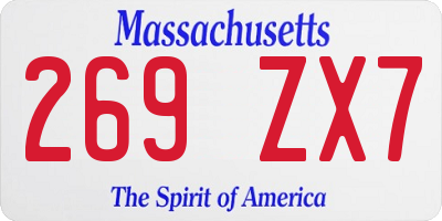 MA license plate 269ZX7
