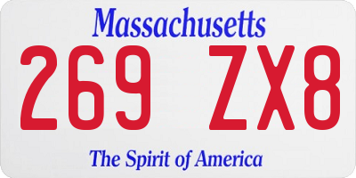 MA license plate 269ZX8