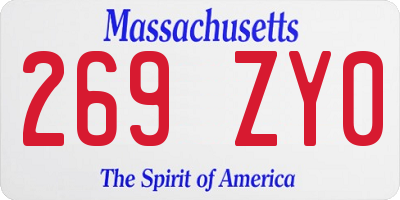 MA license plate 269ZY0