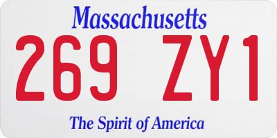 MA license plate 269ZY1