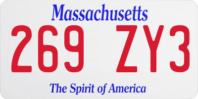 MA license plate 269ZY3