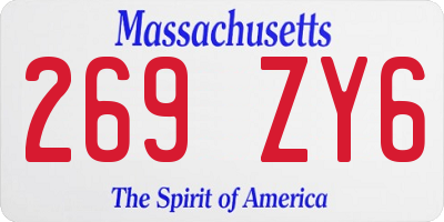 MA license plate 269ZY6