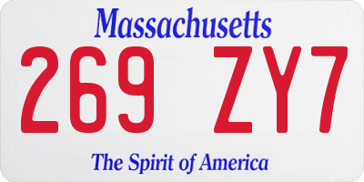 MA license plate 269ZY7