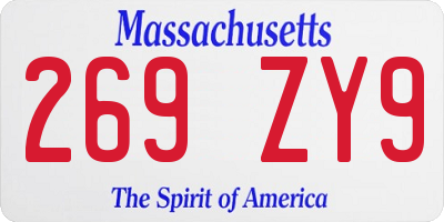 MA license plate 269ZY9