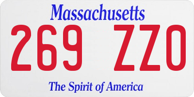 MA license plate 269ZZ0