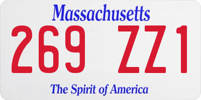 MA license plate 269ZZ1
