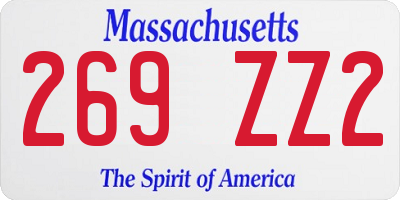 MA license plate 269ZZ2