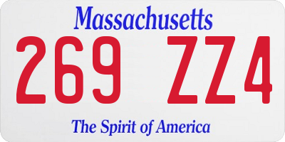 MA license plate 269ZZ4