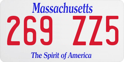 MA license plate 269ZZ5