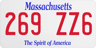 MA license plate 269ZZ6
