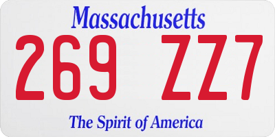 MA license plate 269ZZ7