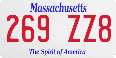 MA license plate 269ZZ8