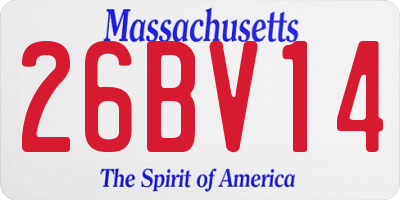 MA license plate 26BV14