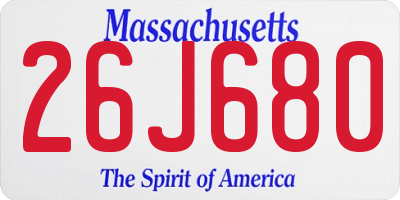 MA license plate 26J680