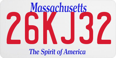 MA license plate 26KJ32