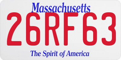 MA license plate 26RF63