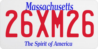 MA license plate 26XM26
