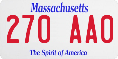 MA license plate 270AA0