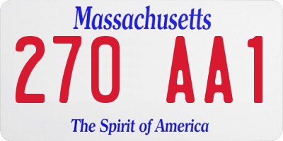 MA license plate 270AA1