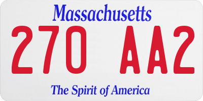 MA license plate 270AA2
