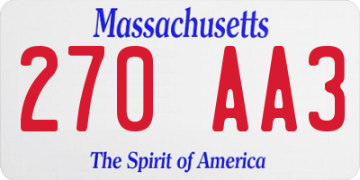 MA license plate 270AA3