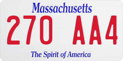 MA license plate 270AA4