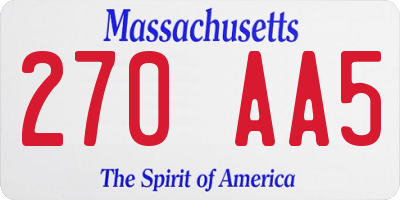 MA license plate 270AA5