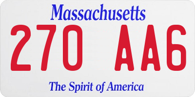 MA license plate 270AA6