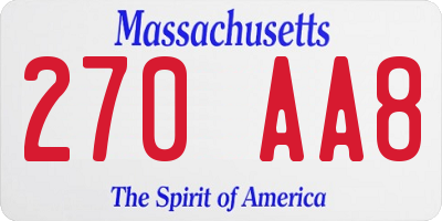 MA license plate 270AA8