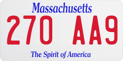 MA license plate 270AA9