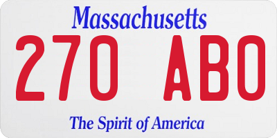MA license plate 270AB0