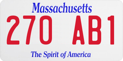 MA license plate 270AB1