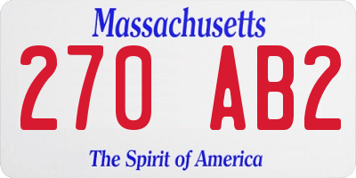 MA license plate 270AB2