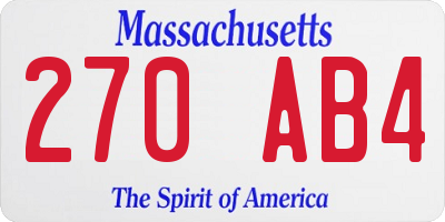 MA license plate 270AB4