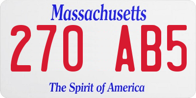 MA license plate 270AB5