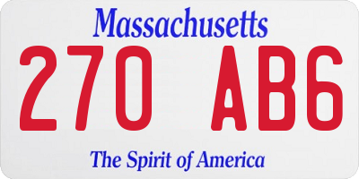 MA license plate 270AB6