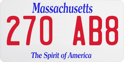 MA license plate 270AB8