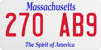 MA license plate 270AB9