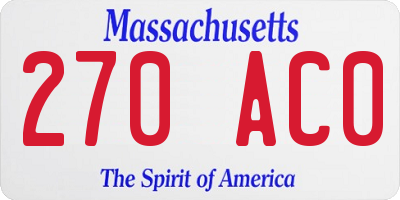 MA license plate 270AC0