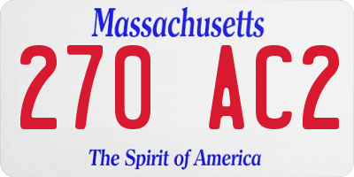 MA license plate 270AC2