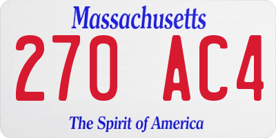 MA license plate 270AC4