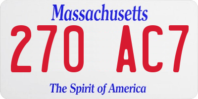 MA license plate 270AC7