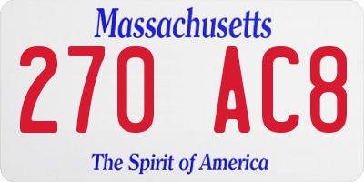 MA license plate 270AC8